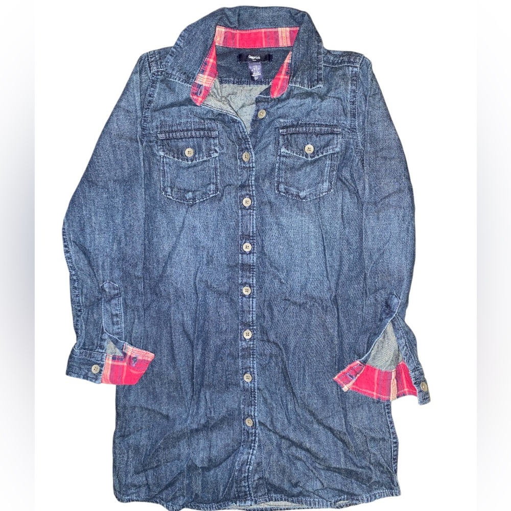⭐️ 3/$15 • GAP Kids • Plaid Trim • Denim Dress